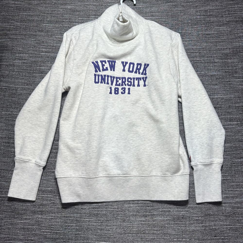 New York University Sweater Women's L Heather Oatmeal Beige 1831 Turtleneck